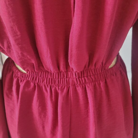 Speechless Womens Red Cut Out Elastic Waist Button Closure Blouson -M - Picture 7 of 9